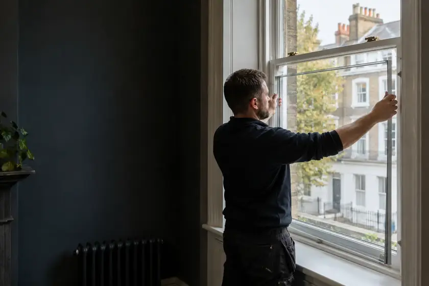 Illustrative Lift Out Secondary Glazing scene: Secondary glazing in a Victorian London home.