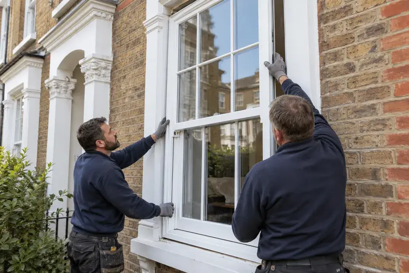 Illustrative Secondary Glazing for Casement Windows scene: Elegant Double Glazed Sash Window Installation.